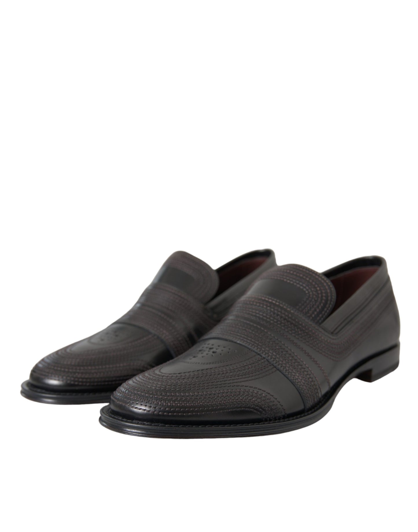 Dolce & Gabbana Black Brown Leather Loafers Men Dress Shoes