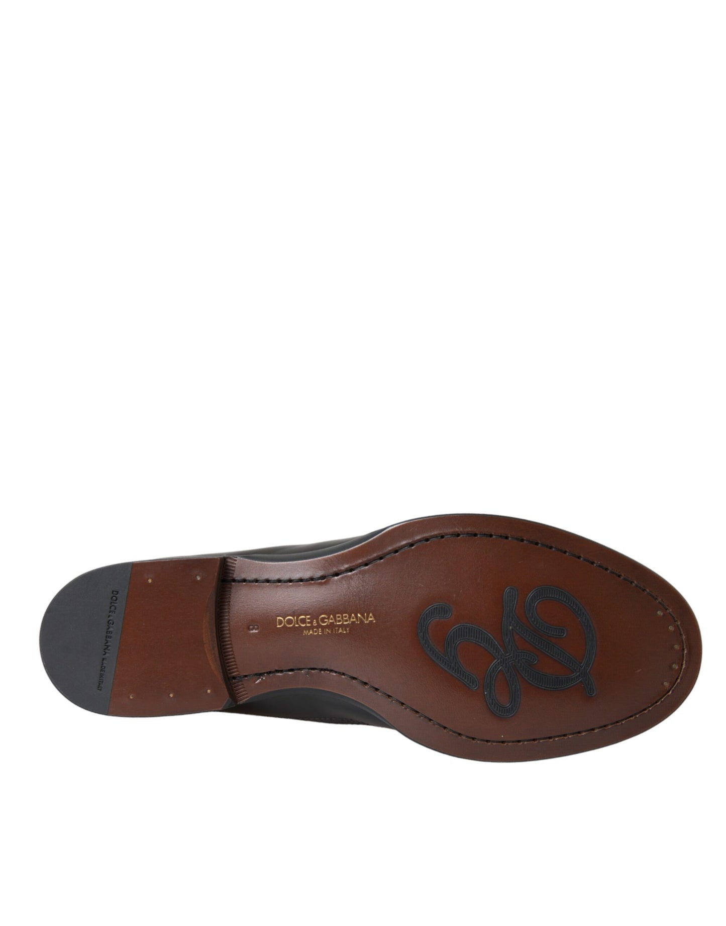 Dolce & Gabbana Black Brown Leather Loafers Men Dress Shoes