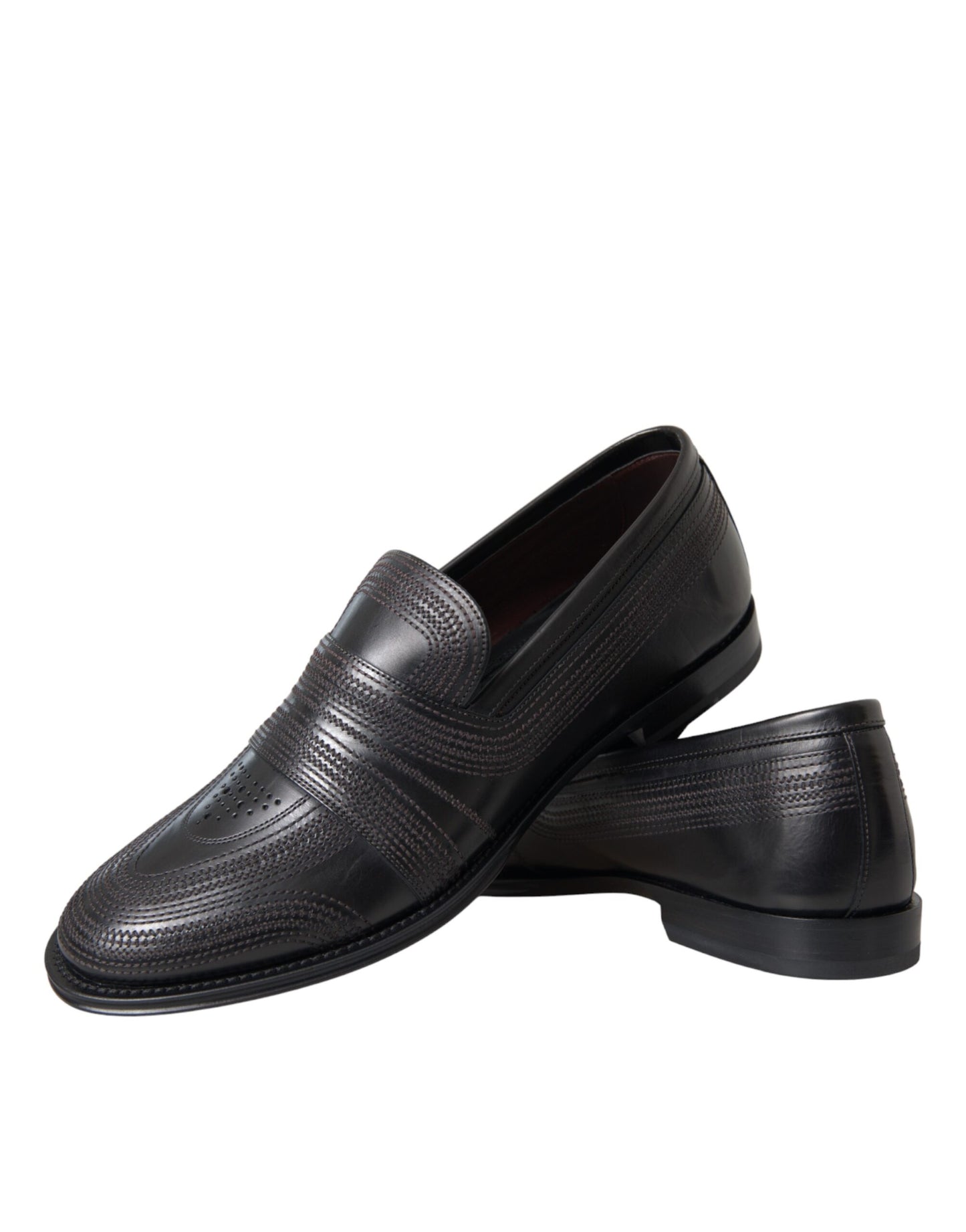 Dolce & Gabbana Black Brown Leather Loafers Men Dress Shoes