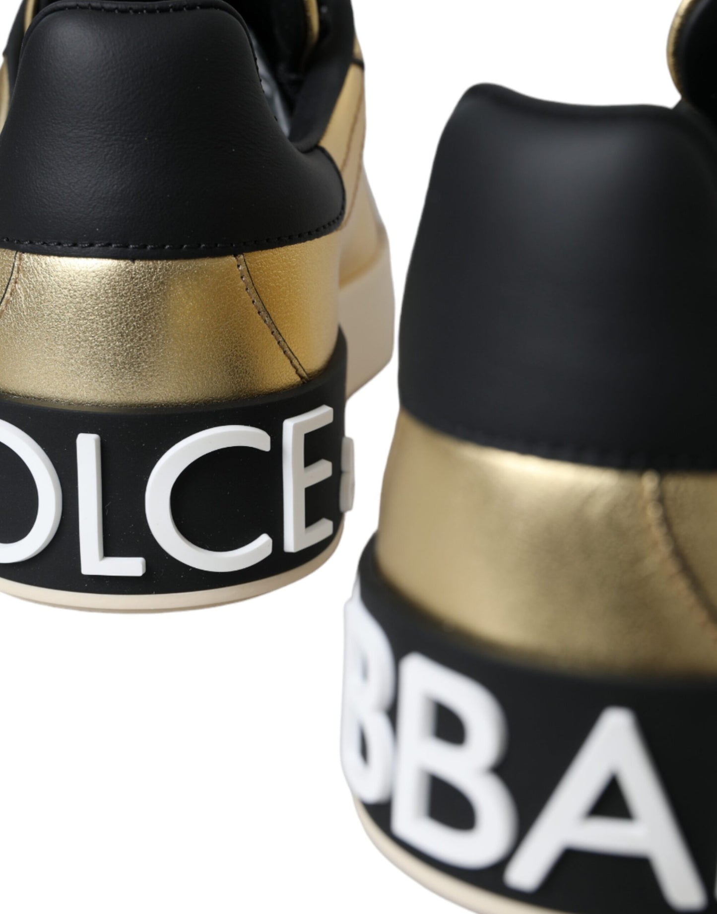 Dolce & Gabbana Gold Portofino Calfskin Sneakers Women Shoes