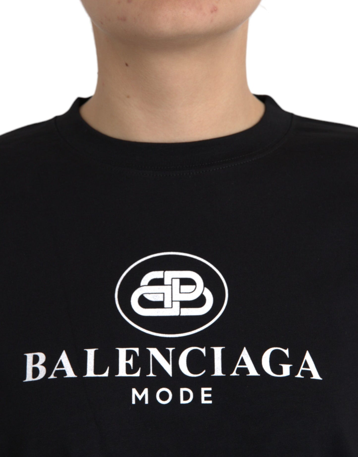 Balenciaga Schwarzes Baumwoll-Logo-T-Shirt mit Rundhalsausschnitt und kurzen Ärmeln