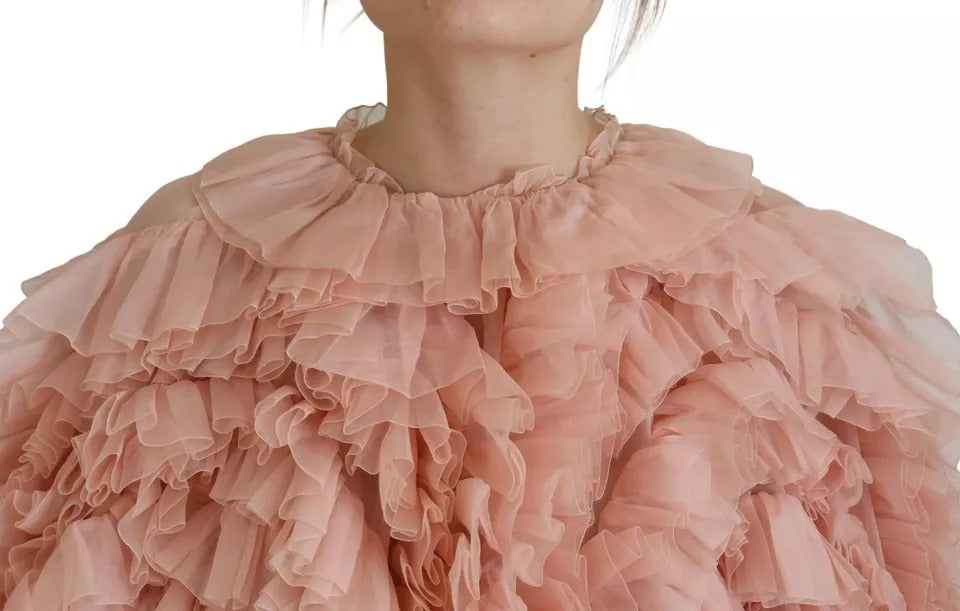Dolce & Gabbana Rosa Rüschen Pullover mit langen Ärmeln