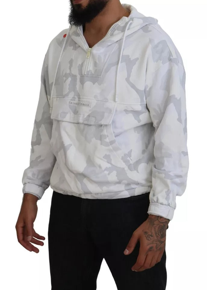 Dolce & Gabbana Weißes Kapuzen-Sweatshirt mit Camouflage