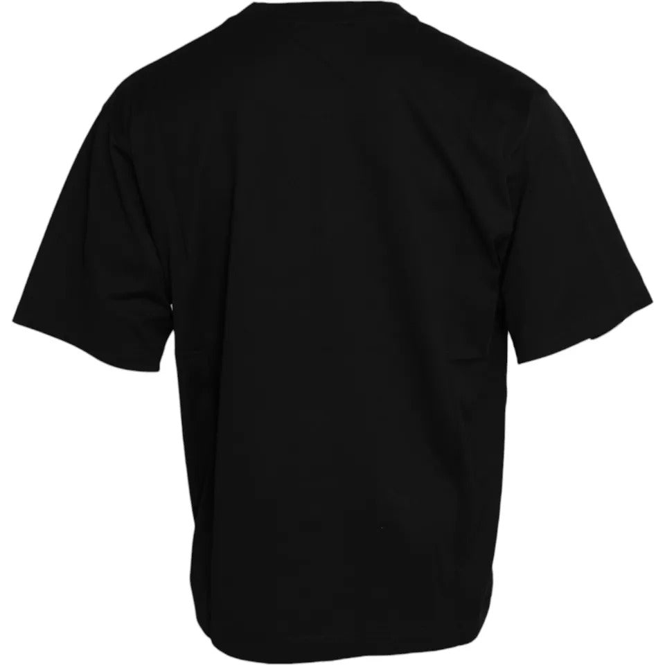 Dolce & Gabbana Black Logo Patch Cotton Crew Neck T-Shirt