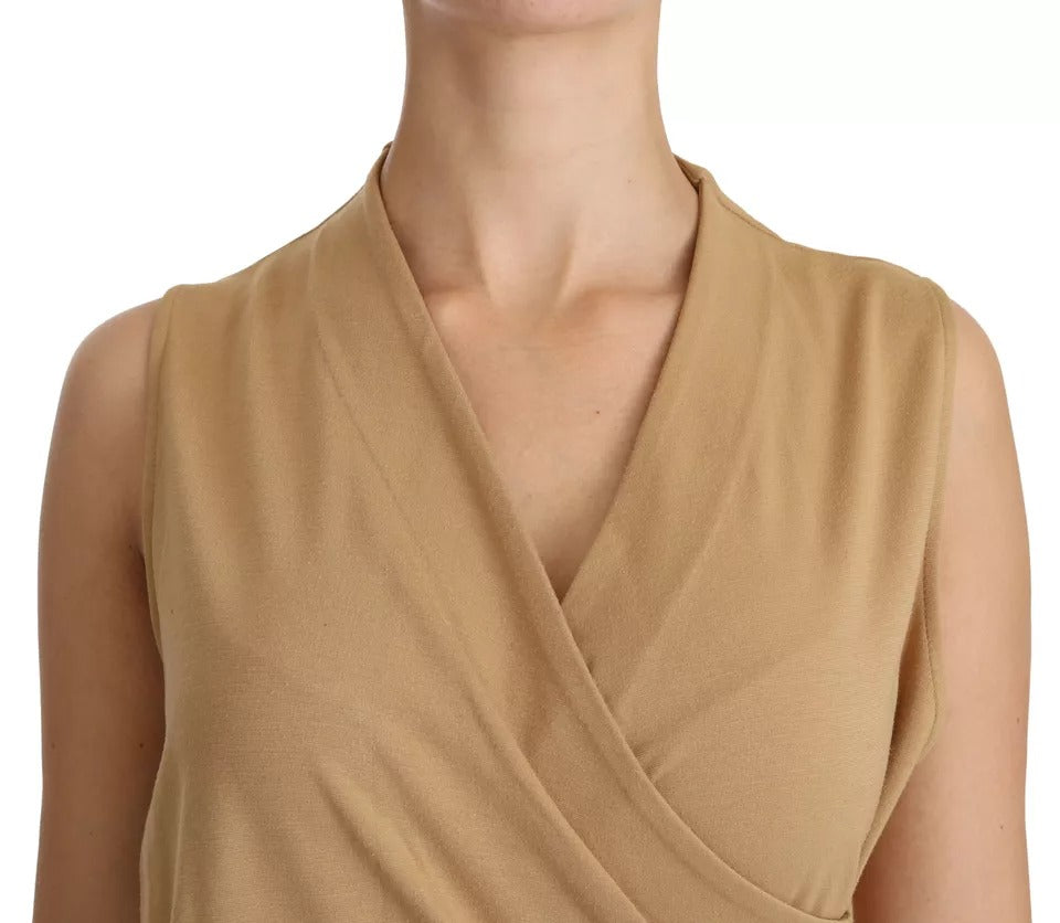 Ralph Lauren Braunes knielanges V-Ausschnitt-Shift-Kleid aus Viskose