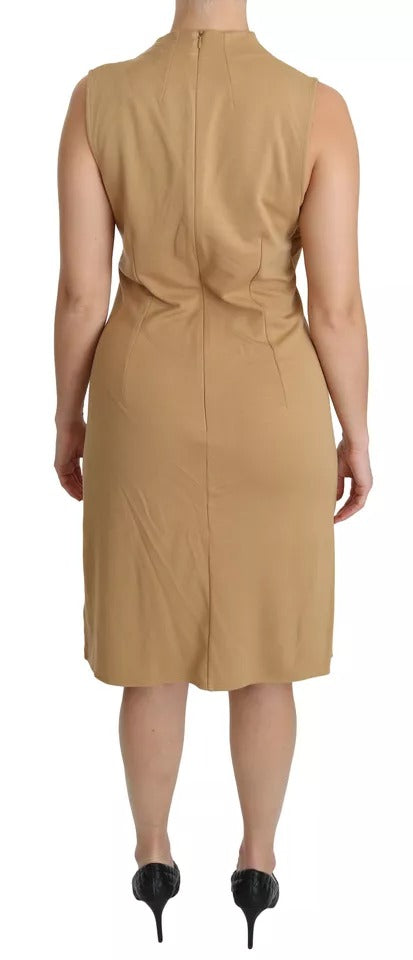 Ralph Lauren Braunes knielanges V-Ausschnitt-Shift-Kleid aus Viskose