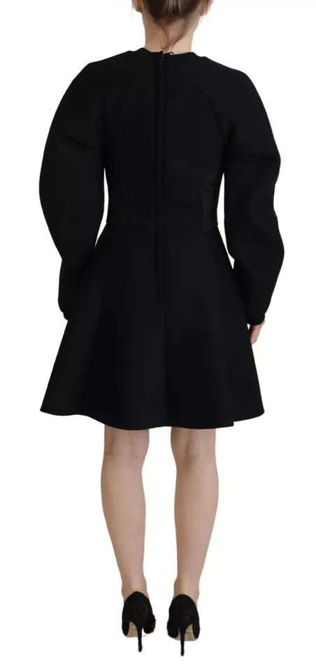Dolce & Gabbana Black Long Sleeve A-Line Cotton Mini Dress