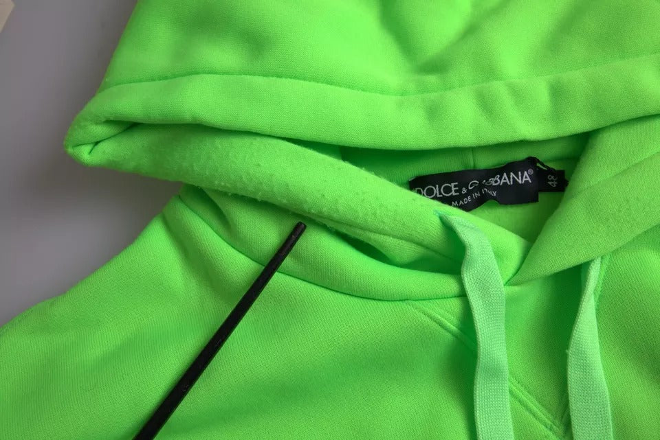 Dolce & Gabbana Neongrüner Logo-Pullover mit Kapuze Sweatshirt Pullover