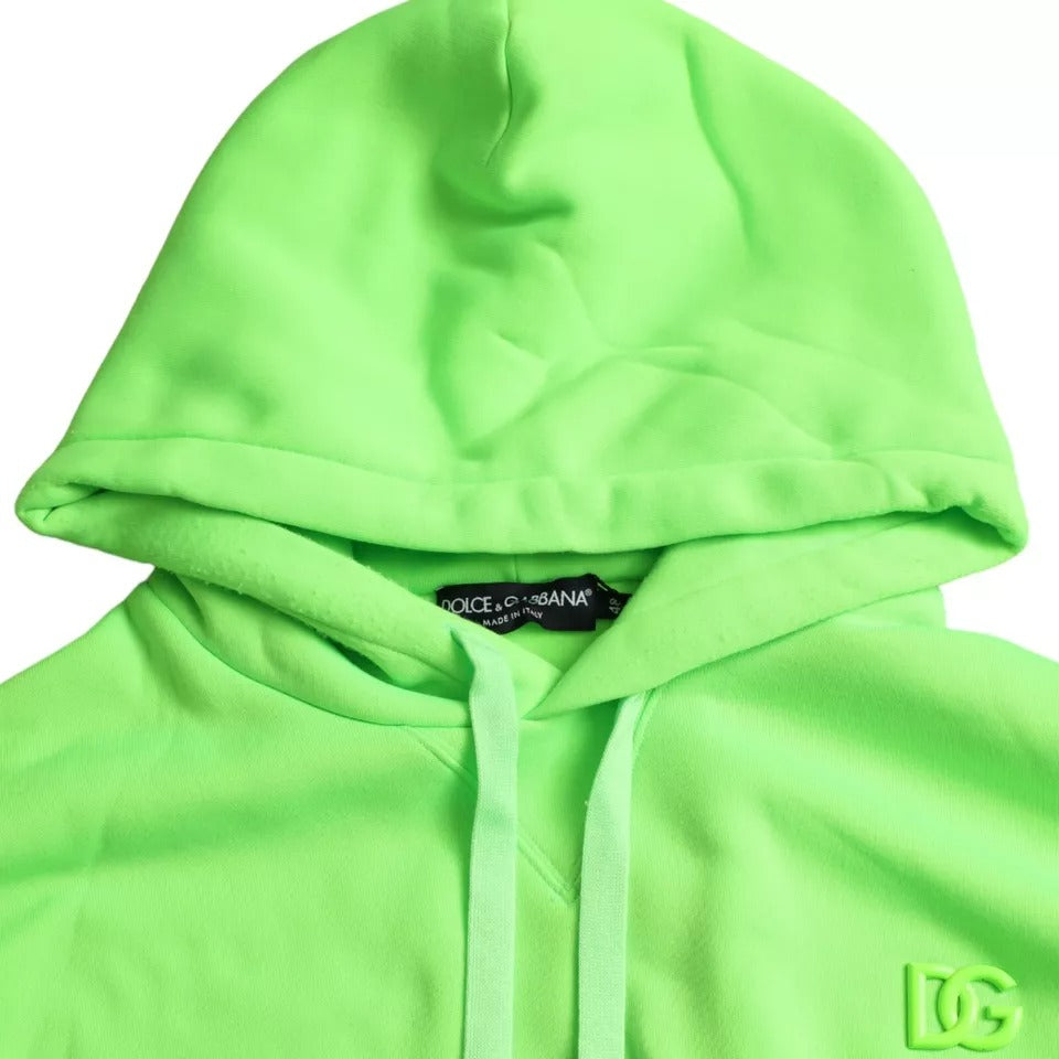 Dolce & Gabbana Neongrüner Logo-Pullover mit Kapuze Sweatshirt Pullover