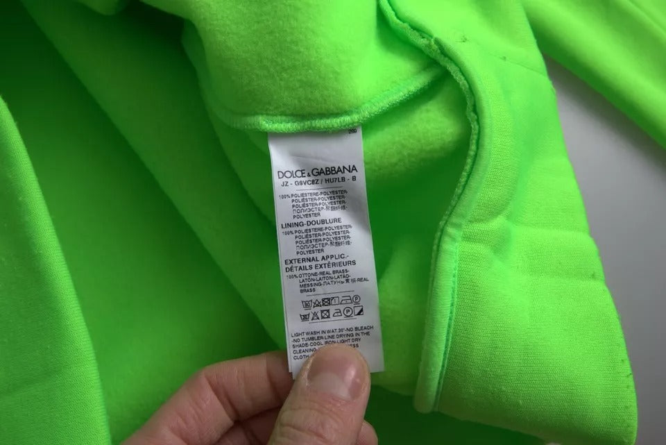 Dolce & Gabbana Neongrüner Logo-Pullover mit Kapuze Sweatshirt Pullover