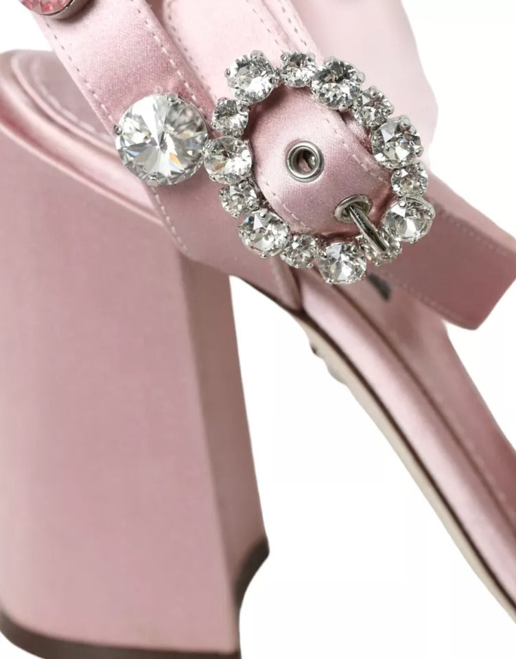 Dolce & Gabbana Pink Türkiye Feather Crystal Sandals Shoes