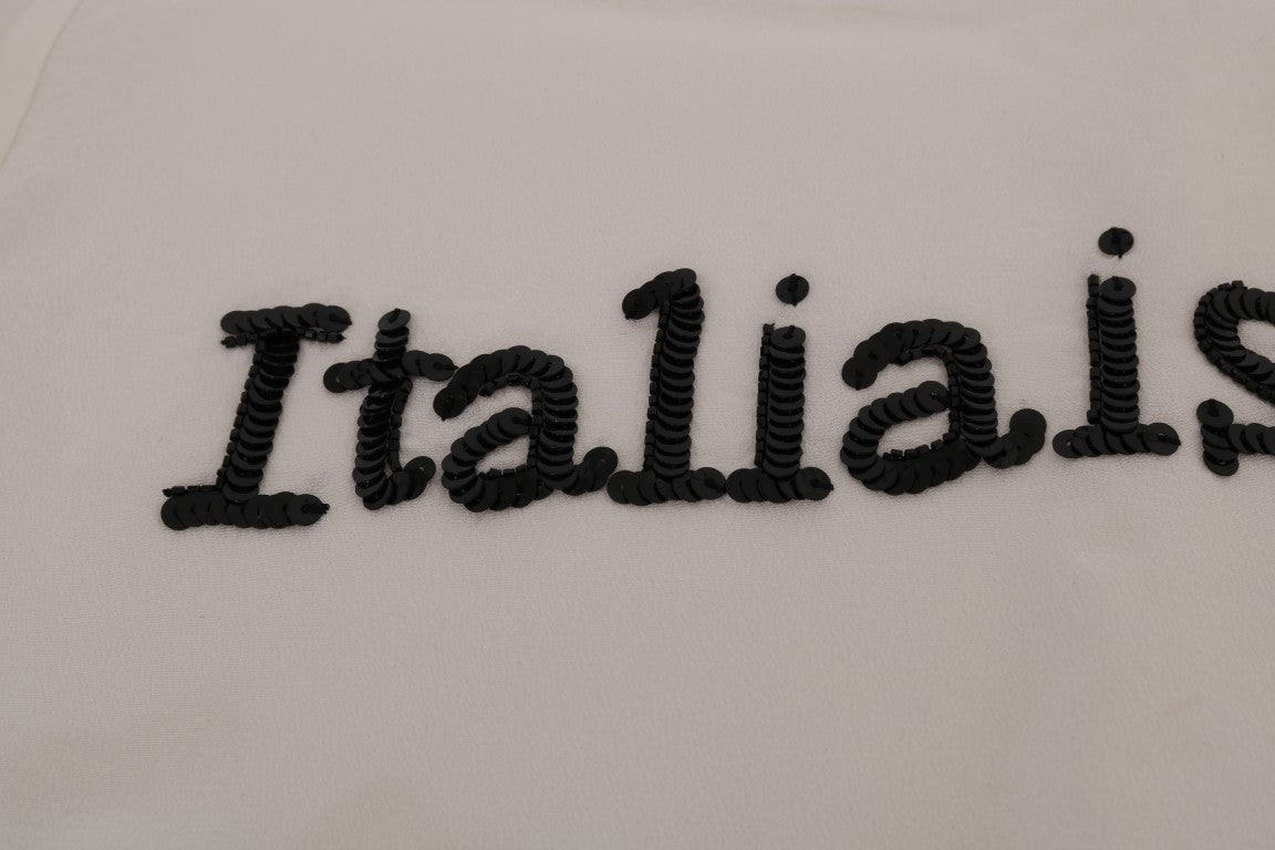 Dolce & Gabbana Weißes Seiden-T-Shirt ITALIA IS LOVE Bluse