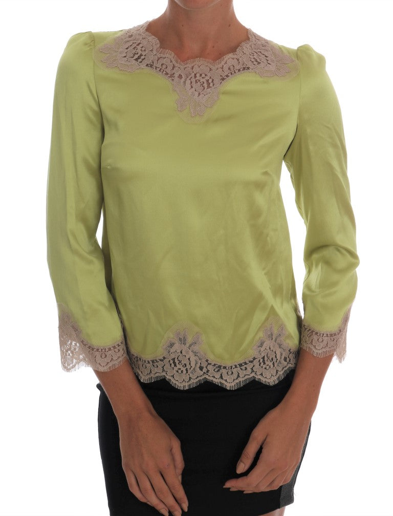 Dolce & Gabbana Elegant silk blouse with floral lace