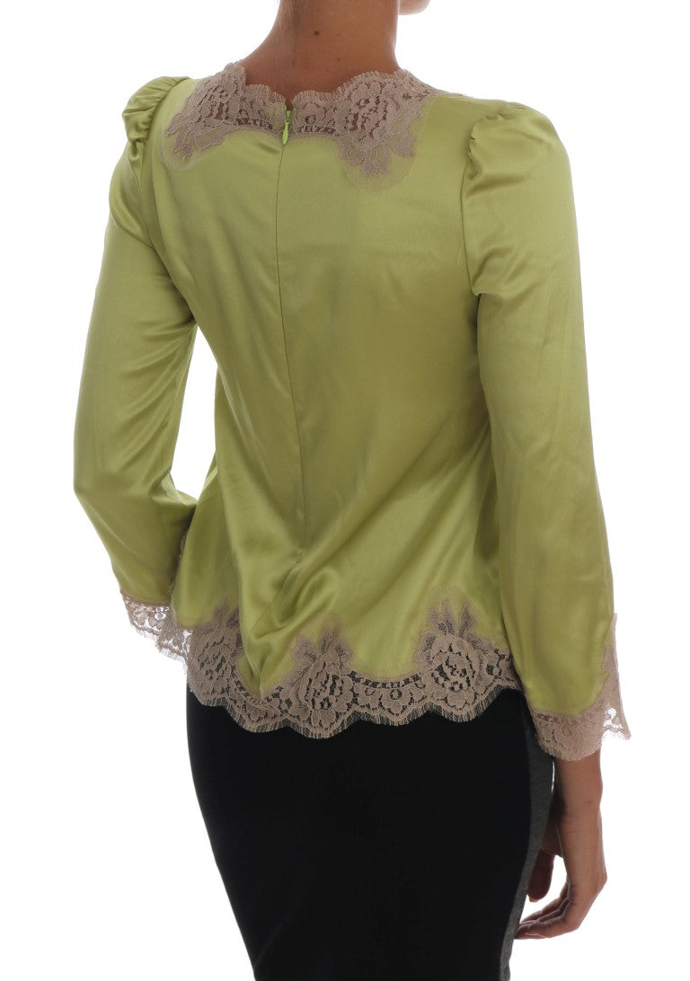 Dolce & Gabbana Elegant silk blouse with floral lace