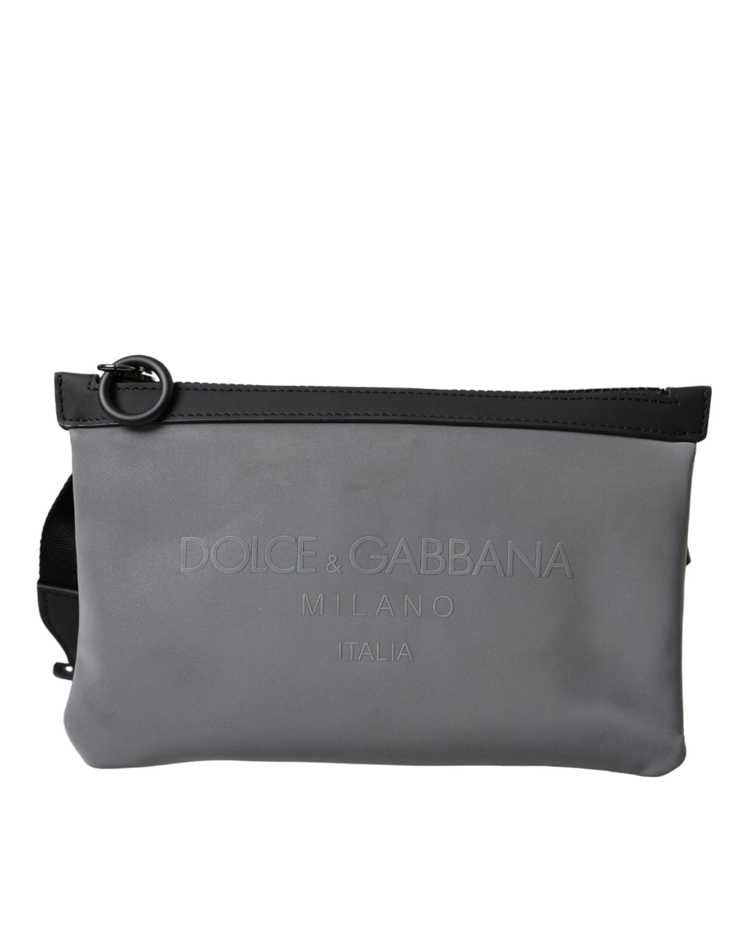 Dolce & Gabbana Grey Neoprene Logo Zip Waist Belt Pack Bum Bag Pouch
