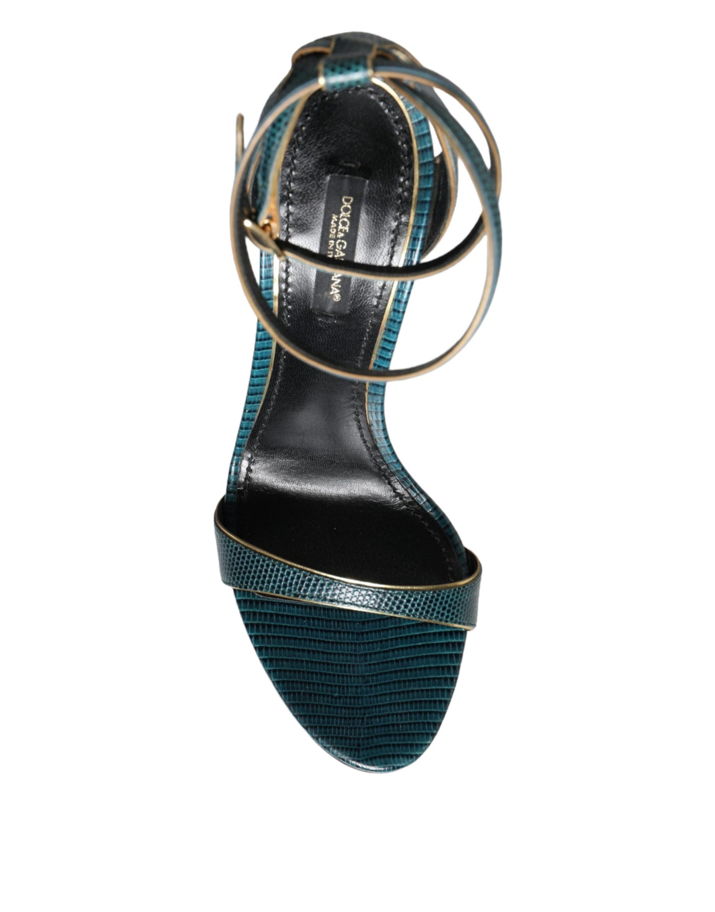 Dolce & Gabbana Dark Green Calfskin Heels Sandals Shoes