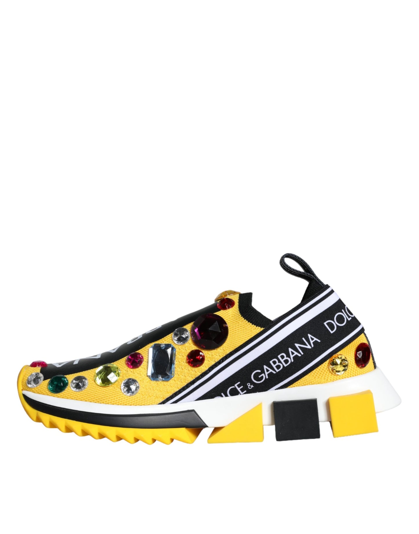 Dolce & Gabbana Yellow Sorrento Crystals Sneakers Women Shoes