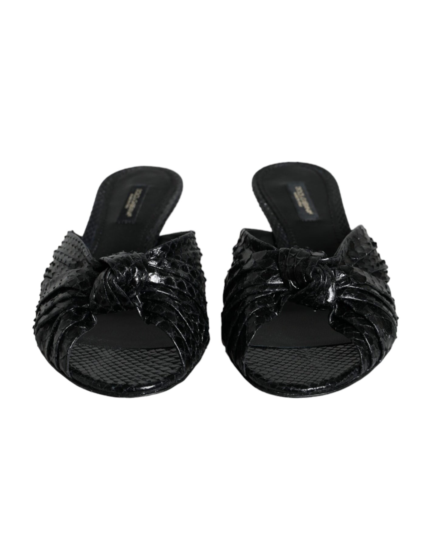 Dolce & Gabbana Black Leather Heels Sandals Shoes