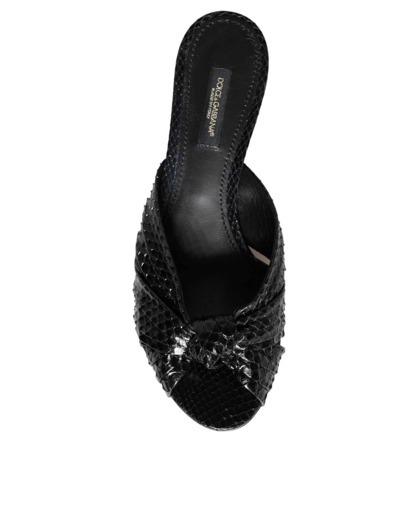 Dolce & Gabbana Black Leather Heels Sandals Shoes