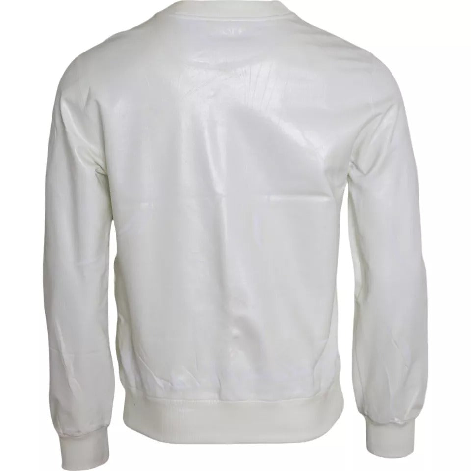Dolce & Gabbana Weißes Baumwoll-Rundhals-Sweatshirt Pullover