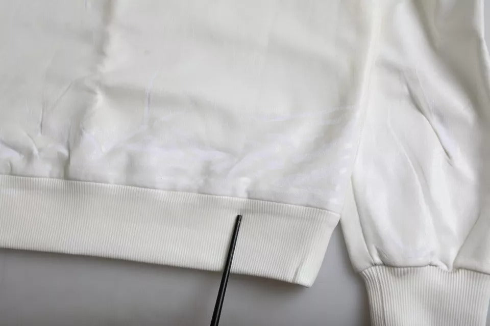 Dolce & Gabbana Weißes Baumwoll-Rundhals-Sweatshirt Pullover