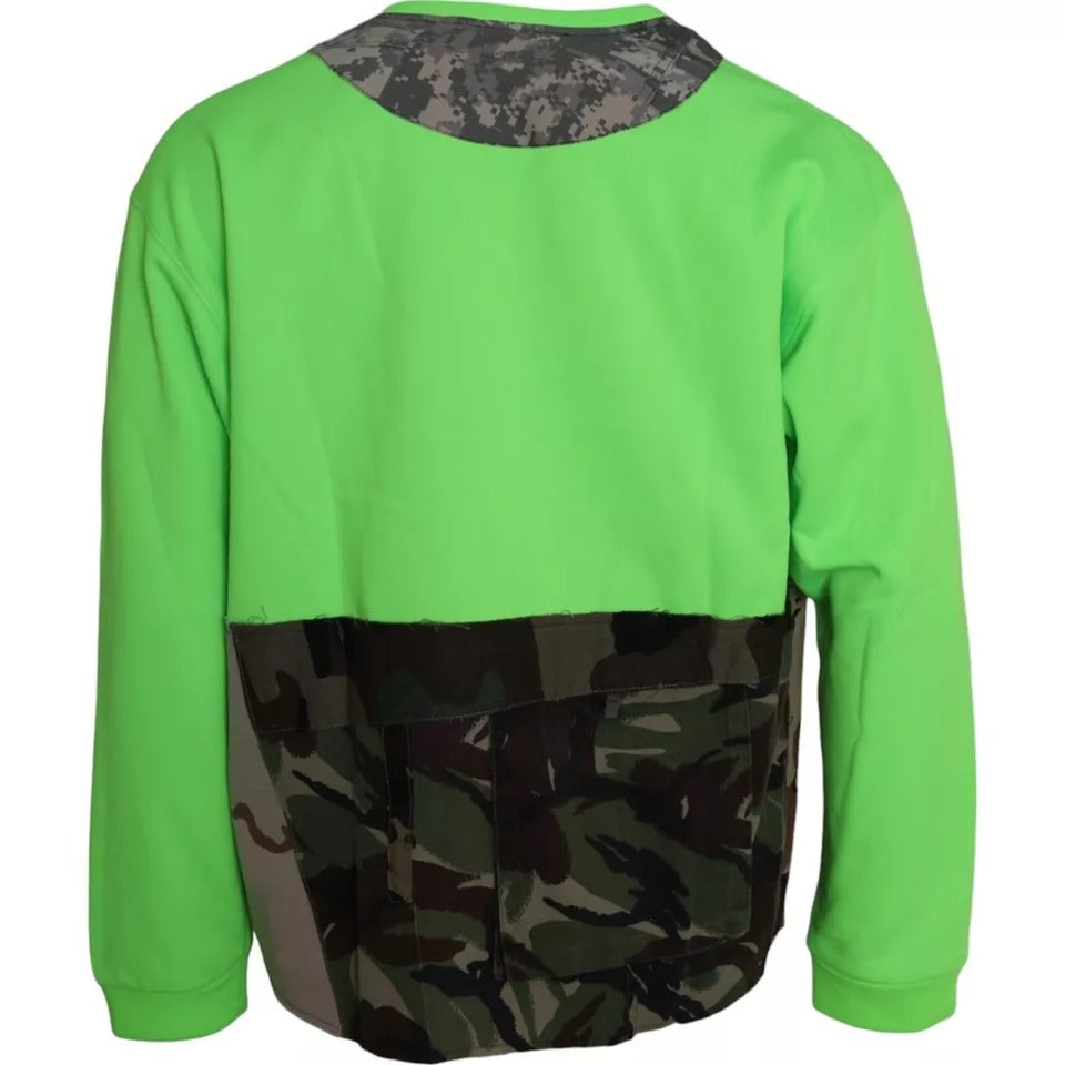 Dolce & Gabbana Grüner Patchwork Herz Rundhals-Pullover