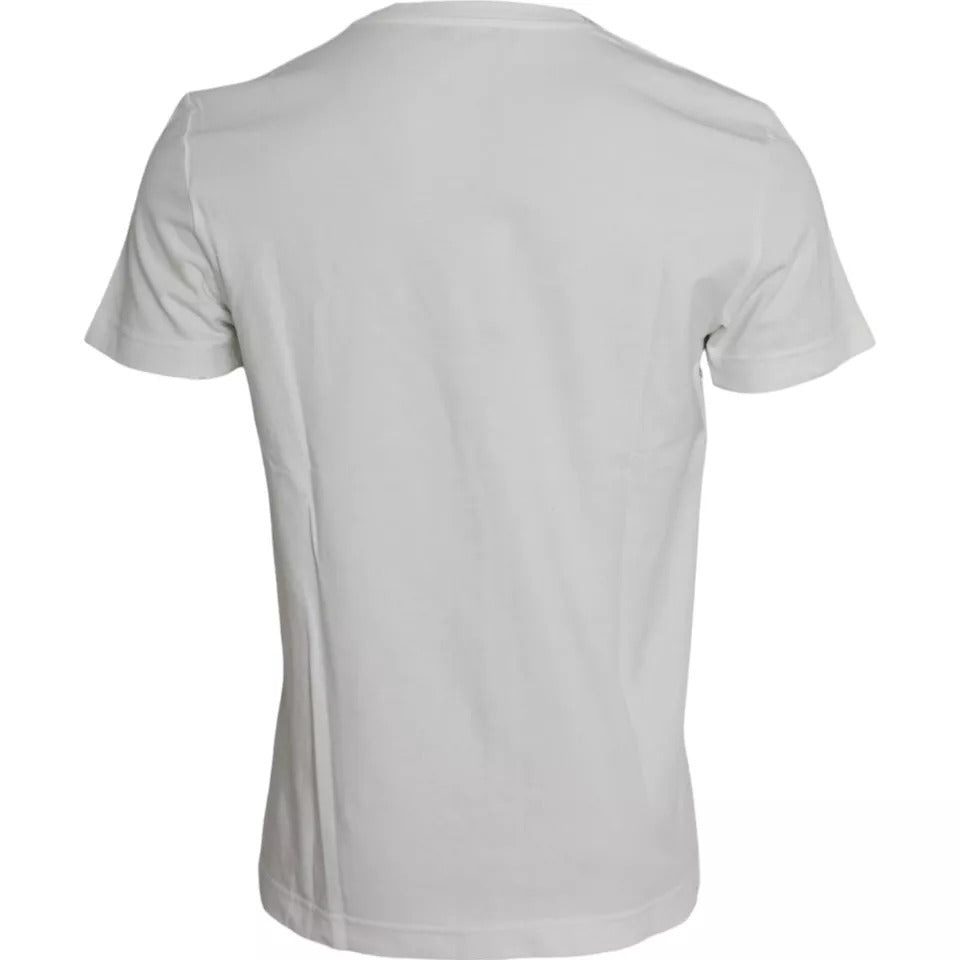 Dolce & Gabbana Weißes Bandana Print Baumwolle kurze Ärmel Männer T-Shirt