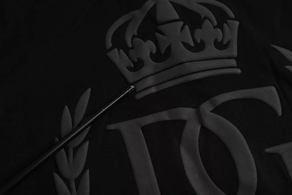 Dolce & Gabbana Schwarzes T-Shirt mit Rundhalsausschnitt aus Baumwolle mit Logoprägung