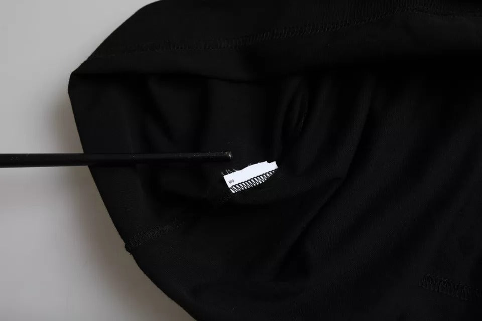 Dolce & Gabbana Schwarzes T-Shirt mit Rundhalsausschnitt aus Baumwolle mit Logoprägung