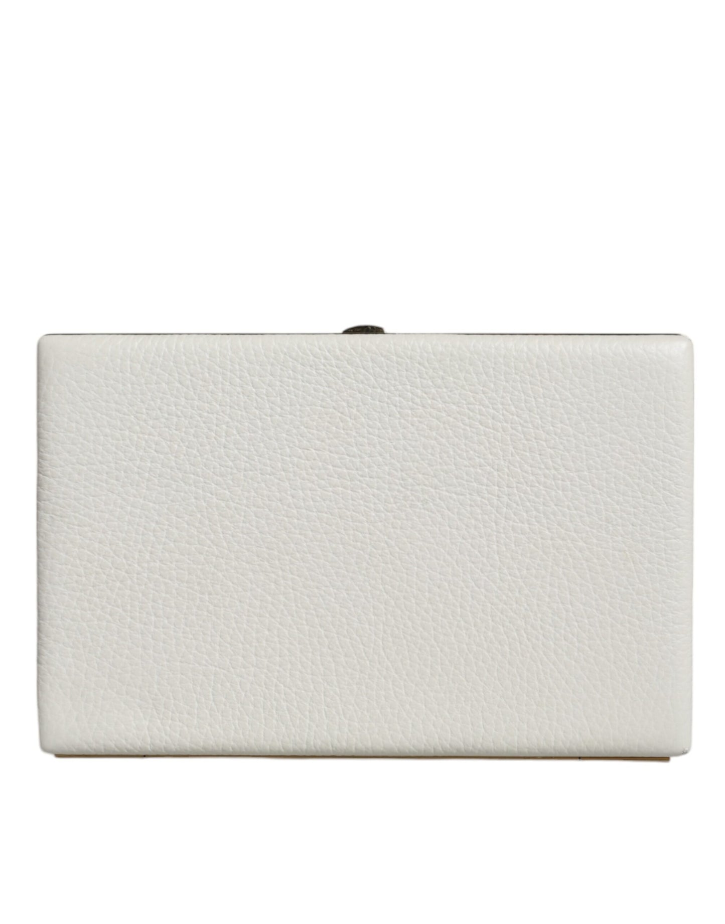 Dolce & Gabbana Weißes Leder Goldrahmen Clutch Abend Party Handtasche