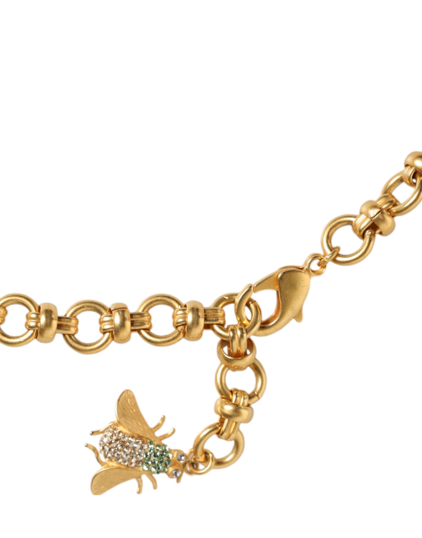 Dolce & Gabbana Gold Messing Crystal Bug Charm Anhänger Statement Halskette