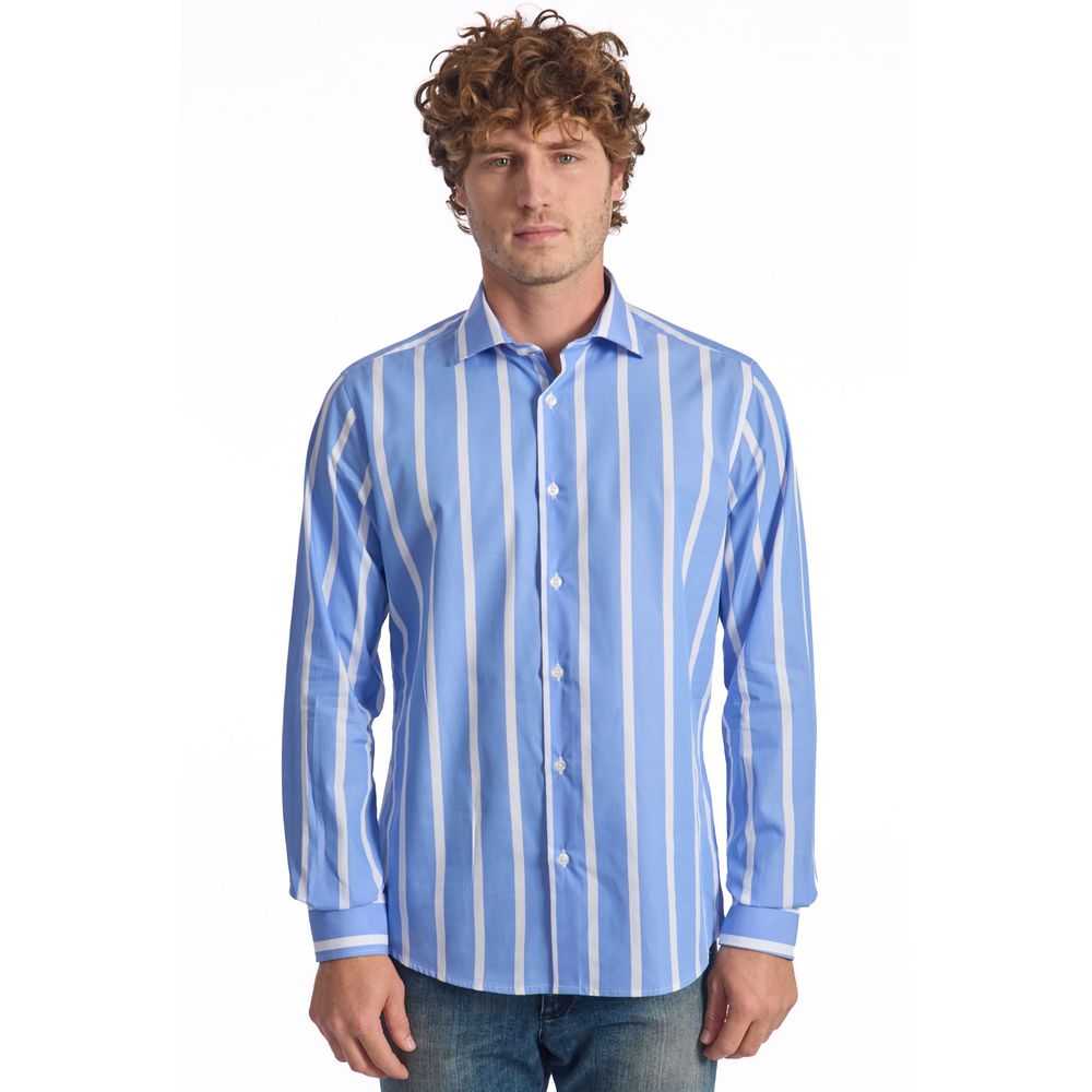 Baldinini Trend Light Blue Cotton Shirt for Men