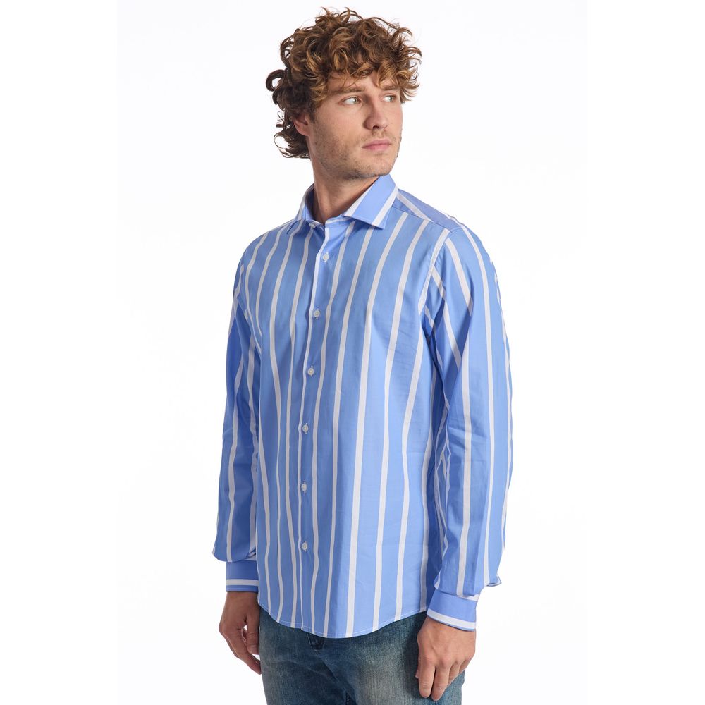 Baldinini Trend Light Blue Cotton Shirt for Men