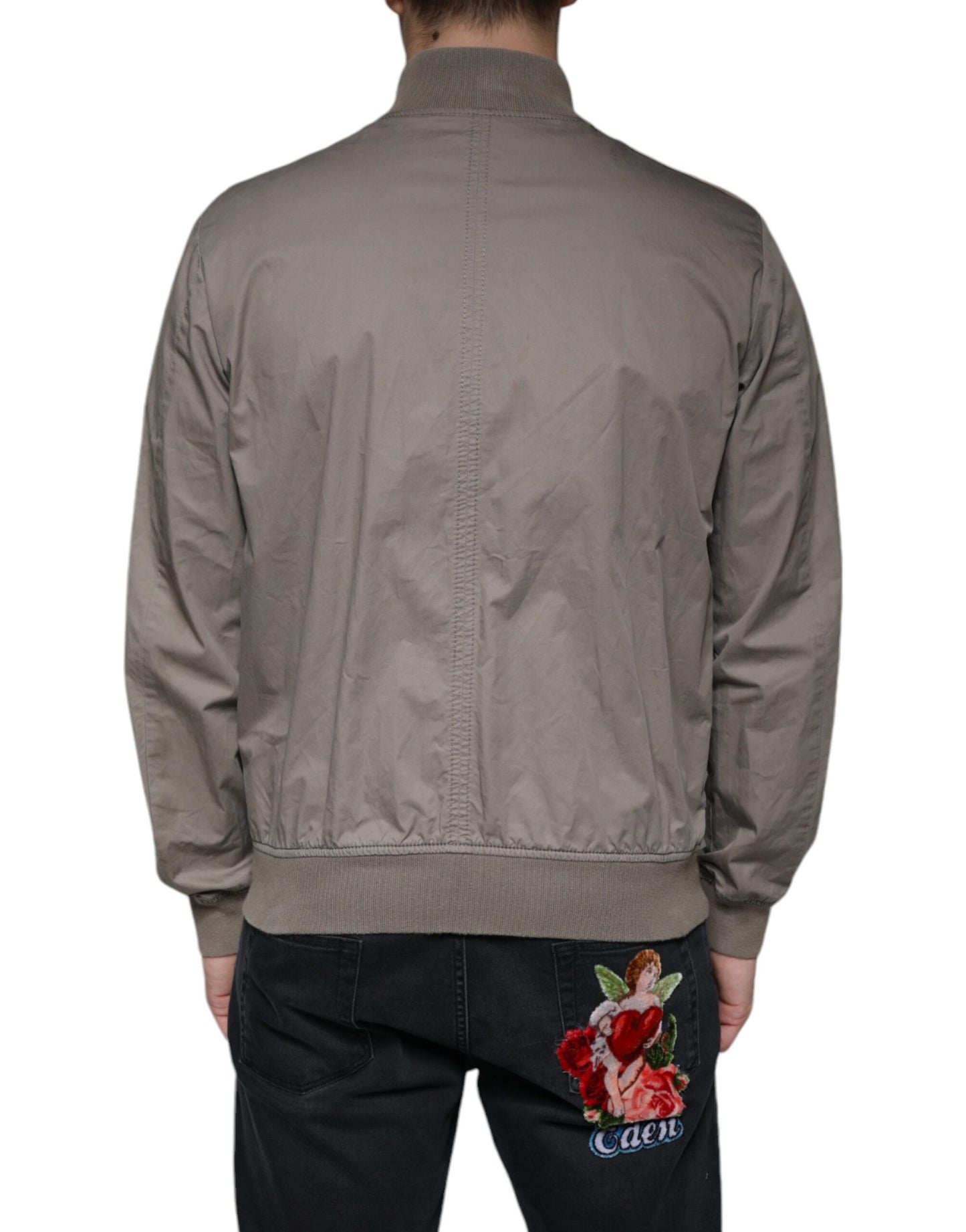 Armani Jeans Braune Bomberjacke mit Logo und Reißverschluss aus Baumwolle