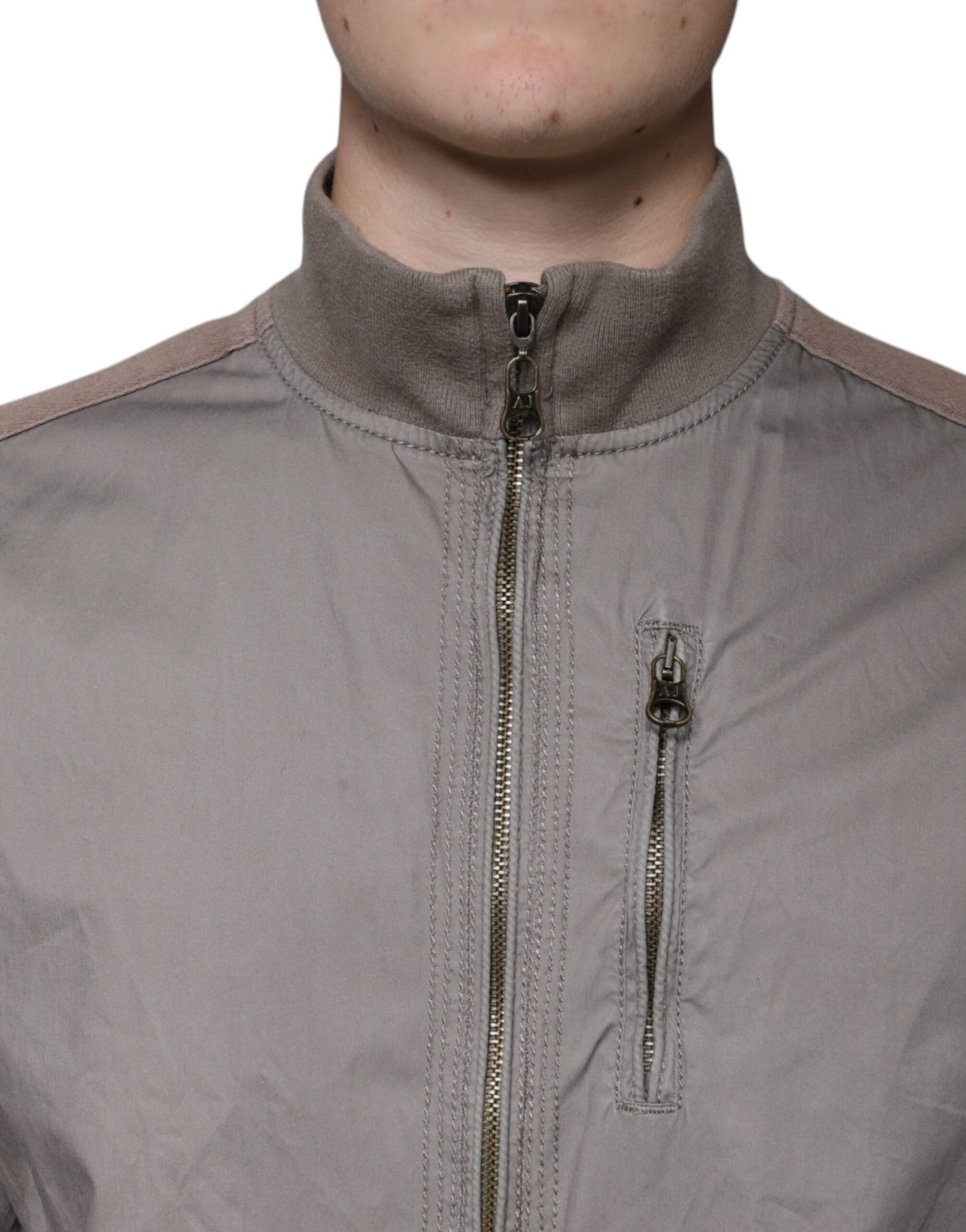 Armani Jeans Braune Bomberjacke mit Logo und Reißverschluss aus Baumwolle