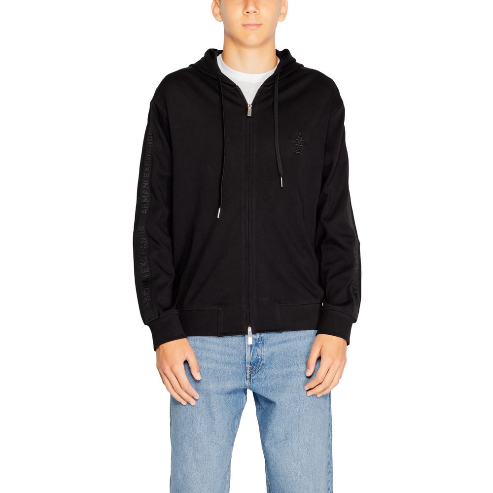Armani Exchange Schwarzer Baumwoll-Kapuzenpulli
