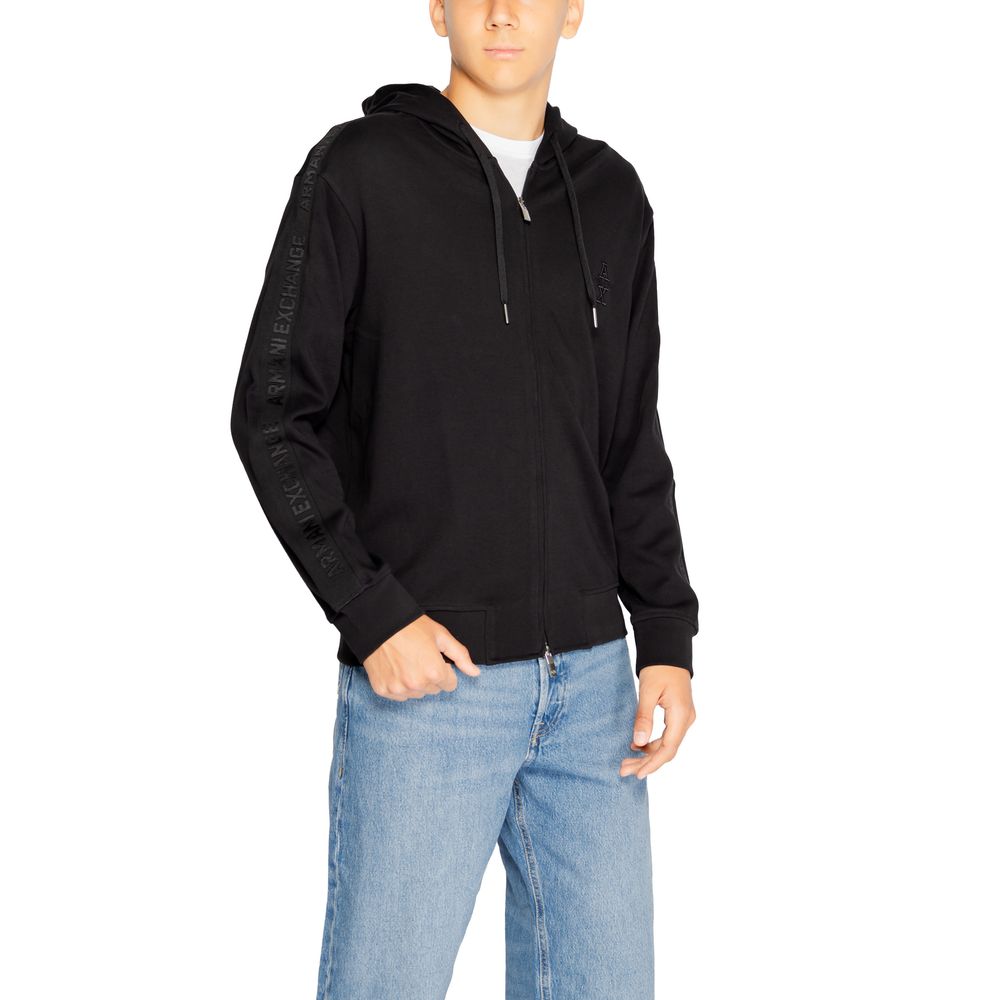 Armani Exchange Schwarzer Baumwoll-Kapuzenpulli