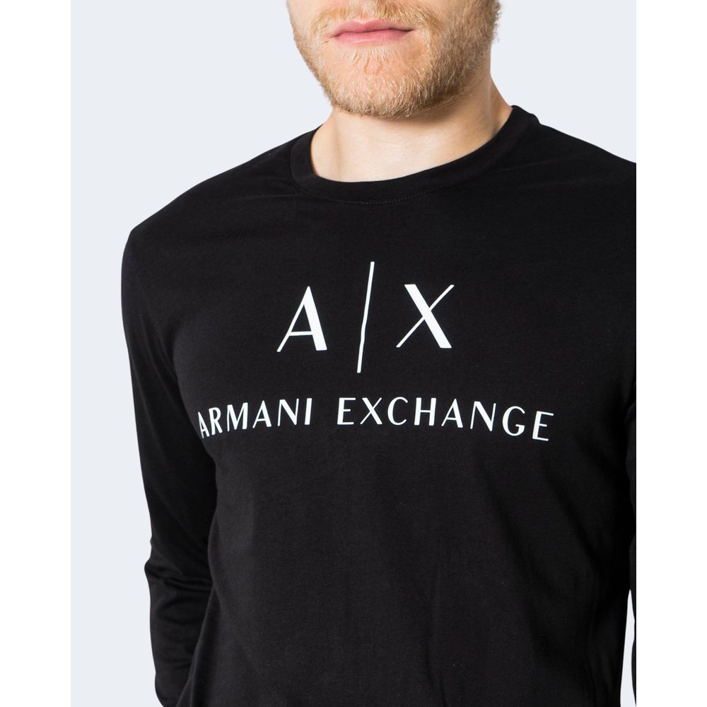 Armani Exchange Schwarzes Baumwoll-Langarmshirt