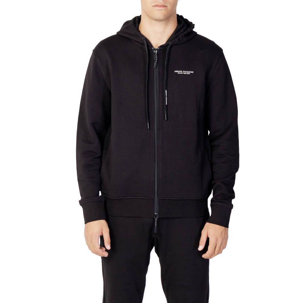 Armani Exchange Schwarzer Baumwoll-Kapuzenpulli