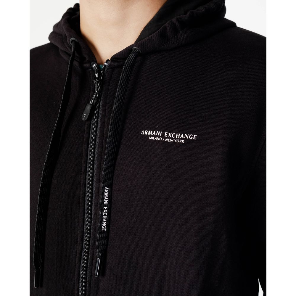 Armani Exchange Schwarzer Baumwoll-Kapuzenpulli
