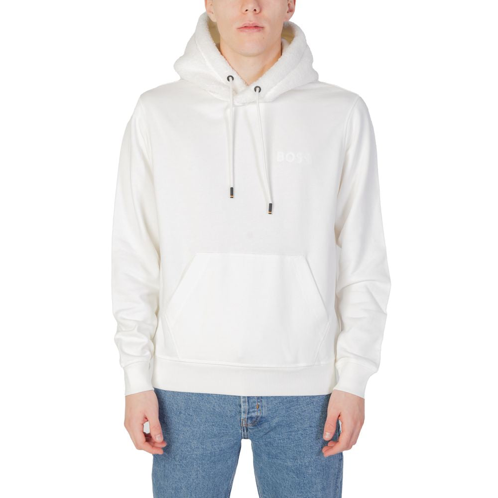 Hugo Boss Cremefarbener Baumwoll-Kapuzenpulli