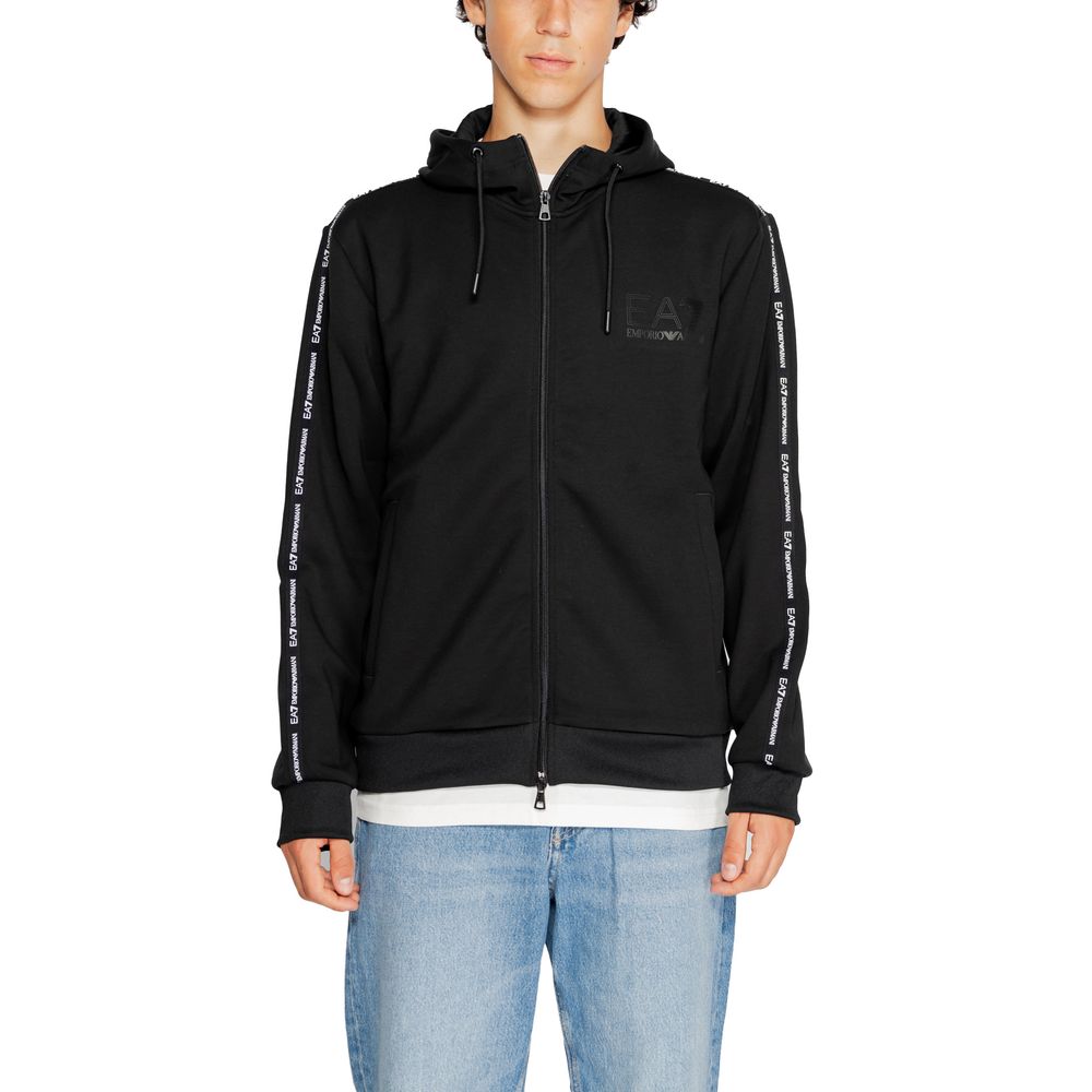 EA7 Emporio Armani Schwarzer Polyester-Kapuzenpulli