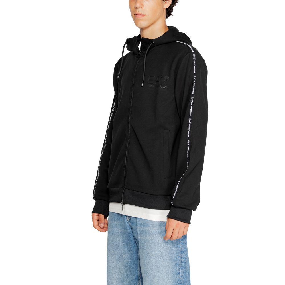 EA7 Emporio Armani Schwarzer Polyester-Kapuzenpulli