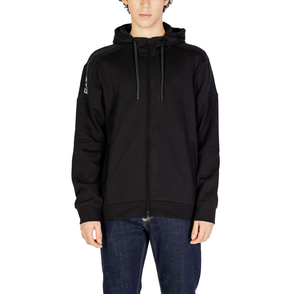 EA7 Emporio Armani Schwarzer Baumwoll-Kapuzenpulli