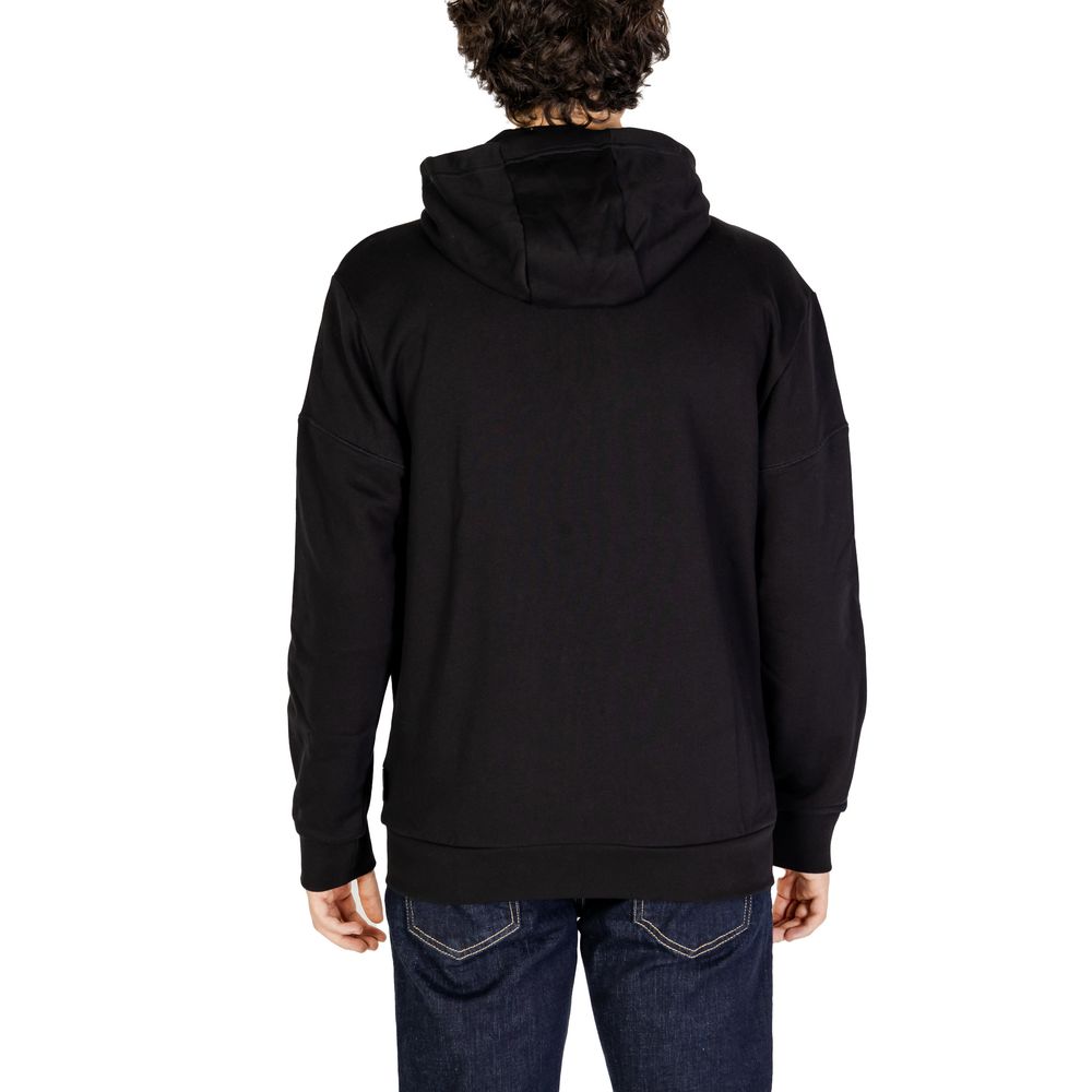 EA7 Emporio Armani Schwarzer Baumwoll-Kapuzenpulli