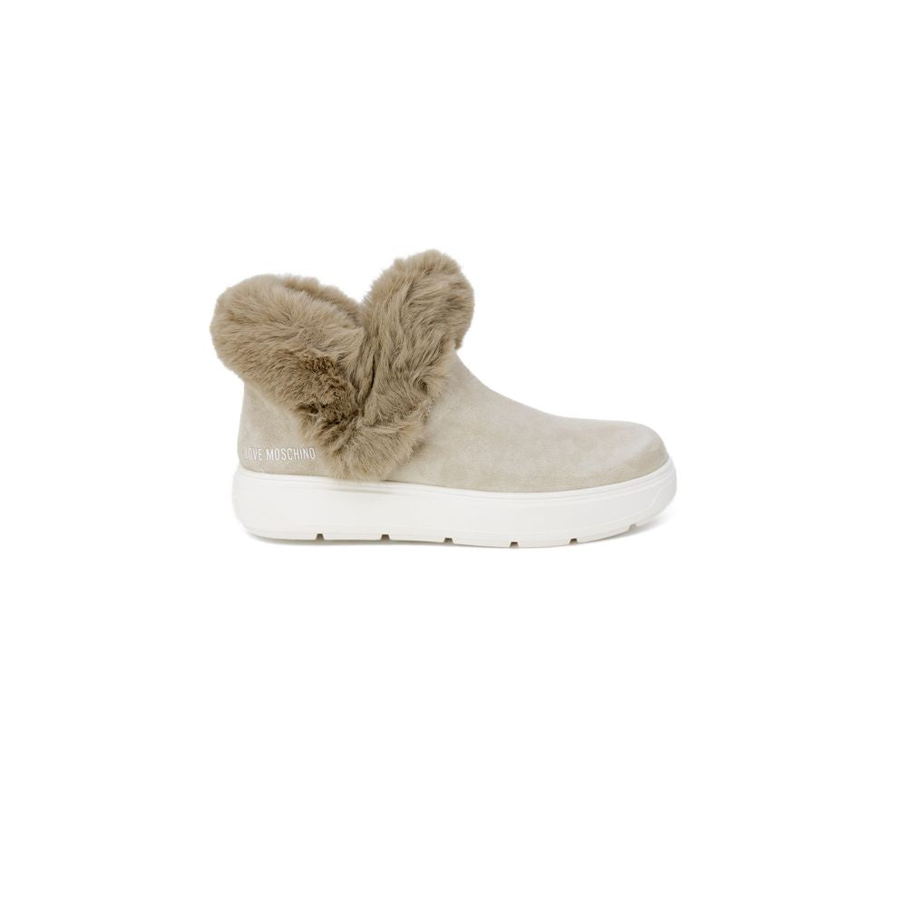 Love Moschino beige leather sneakers