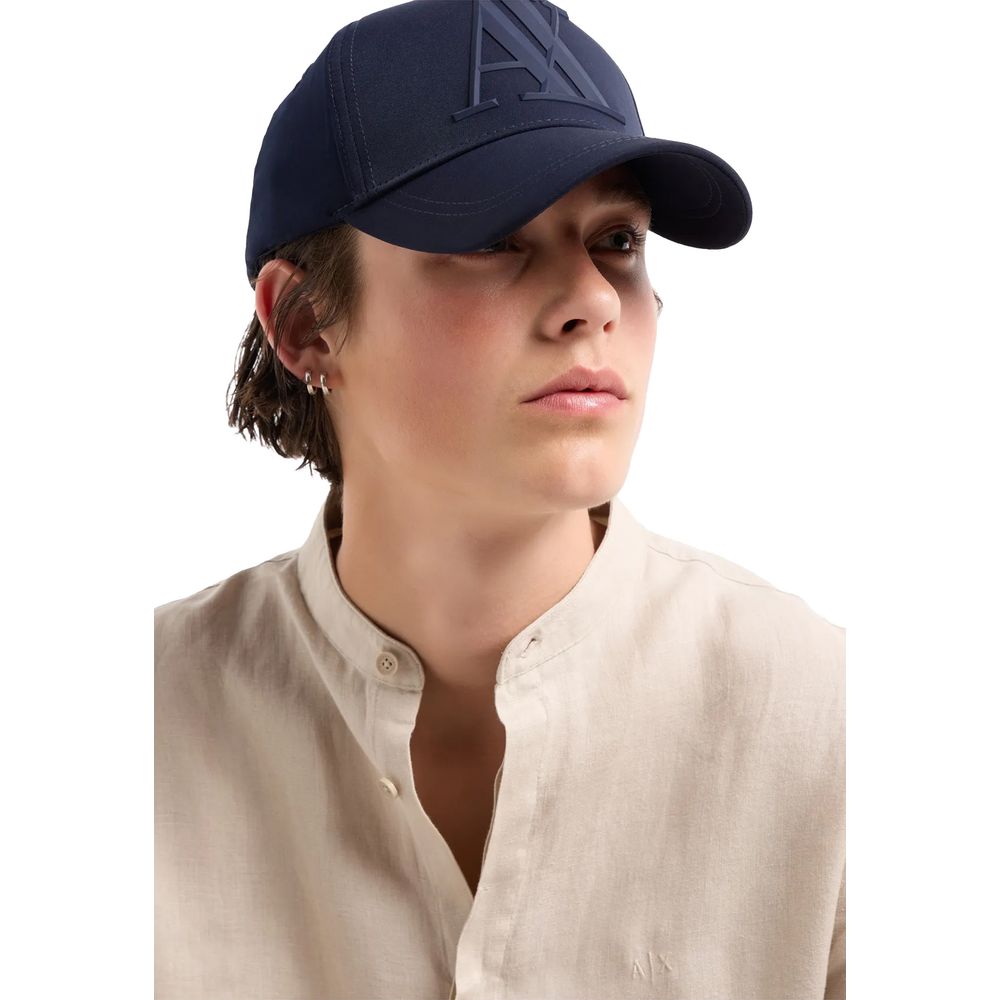 Armani Exchange Blaue Polyesterkappen Baseballmütze