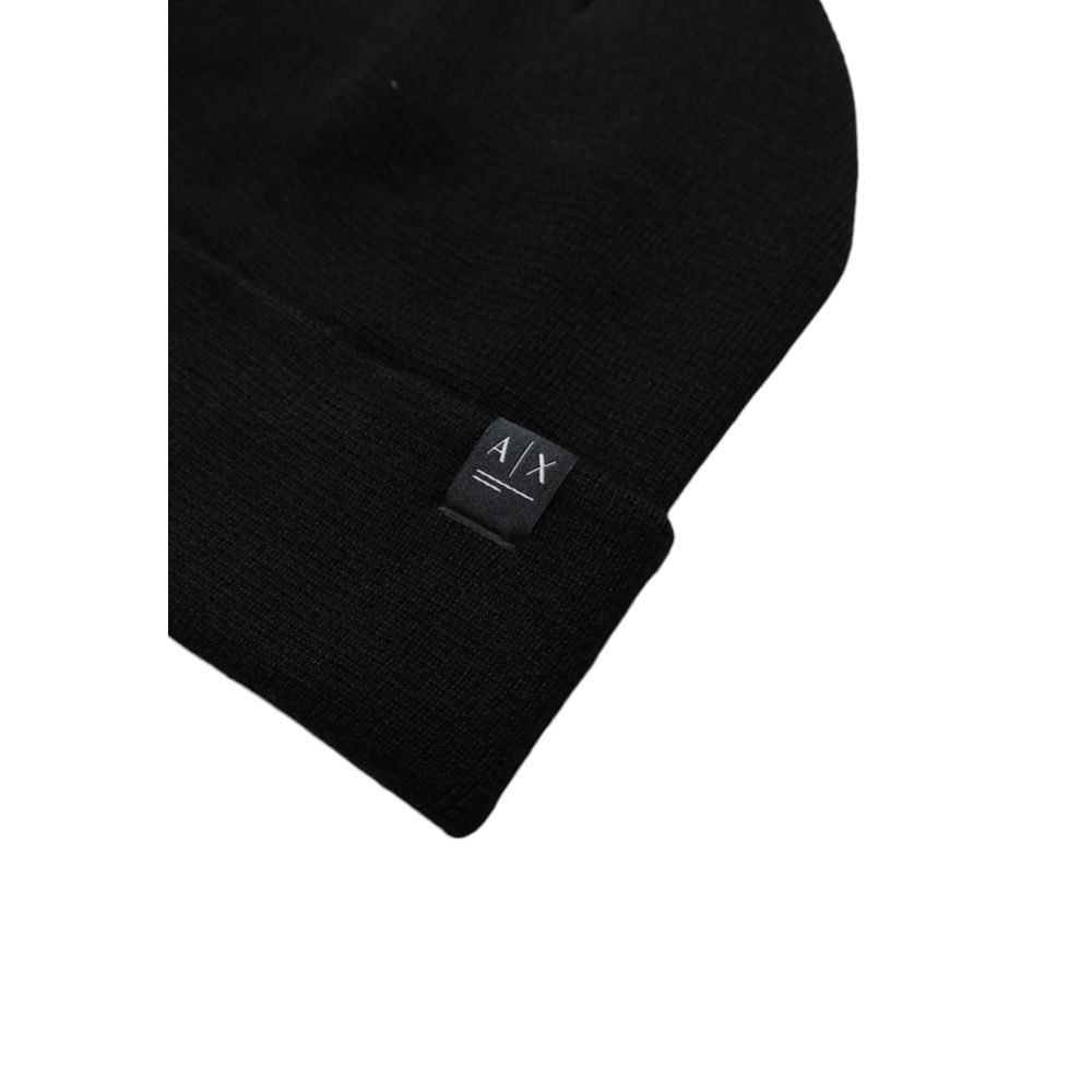 Armani Exchange Schwarze Polyesterkappen Baseballmütze