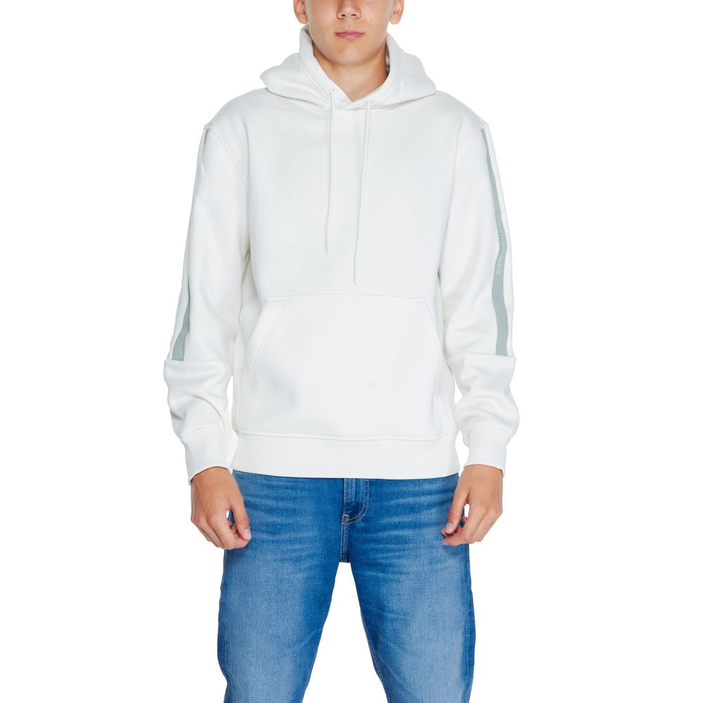 Calvin Klein Jeans Cremefarbener Baumwoll-Kapuzenpulli