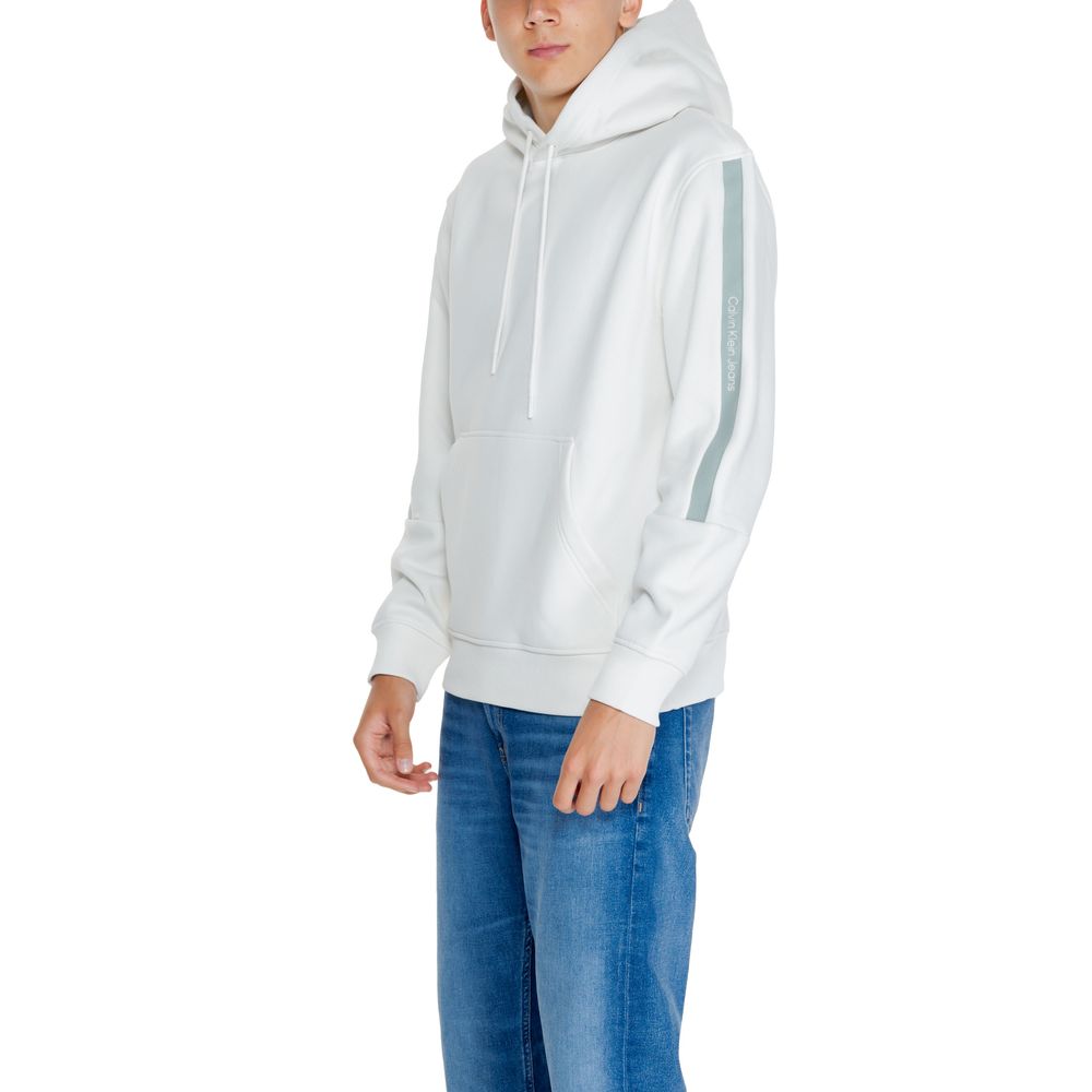 Calvin Klein Jeans Cremefarbener Baumwoll-Kapuzenpulli